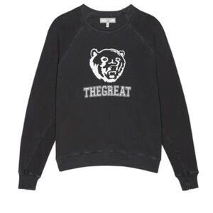 THE GREAT. Black Sweatshirt with White Bear Logo